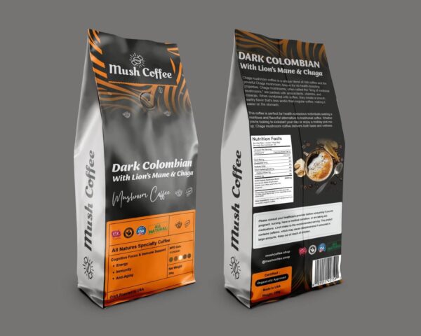 Dark Colombian Coffee with Lion’s Mane & Chaga